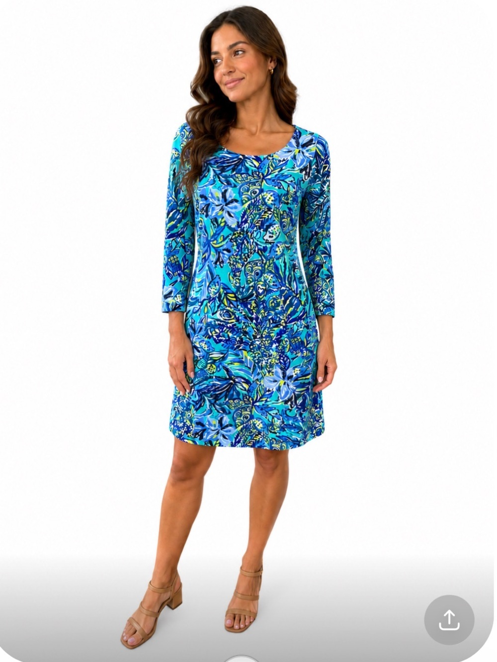 Lilly Pulitzer Hollee Dress Sneak A Break Floral Bennett Blue Cutout Size Small - Picture 10 of 10